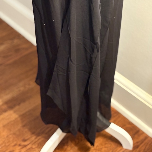 Elegant Luxurious Silk Gown Scattered Sequins Black with Beige Lining 50" Long - Picture 11 of 14